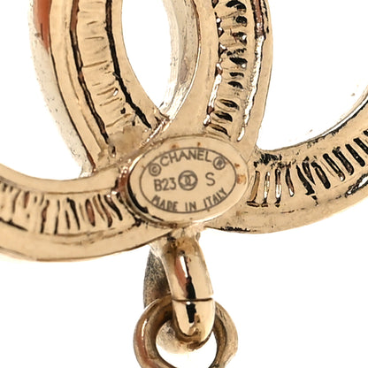 Chanel Crystal Pearl CC Star Bow Drop Earrings Gold 4 of 4