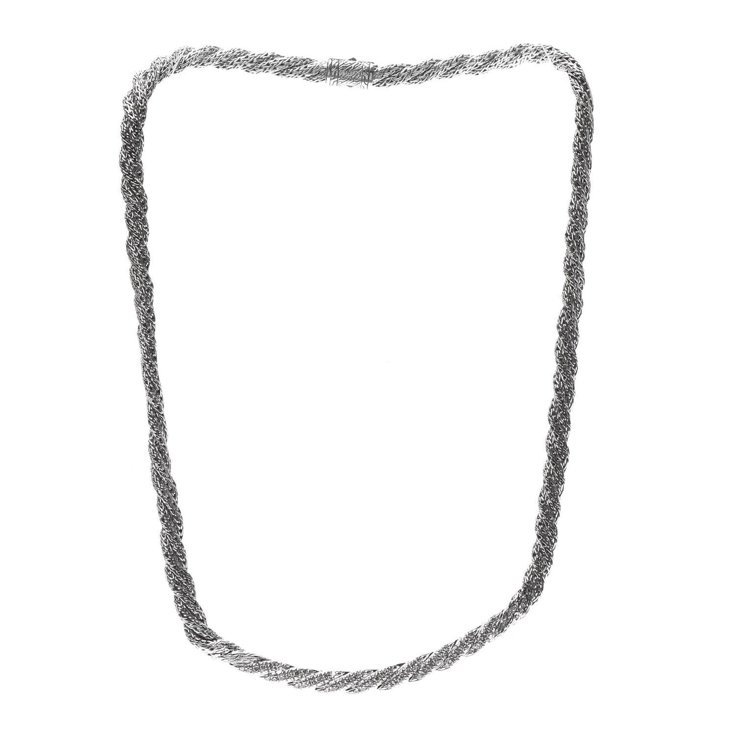 Sterling Silver Diamond 6mm Twisted Chain Necklace