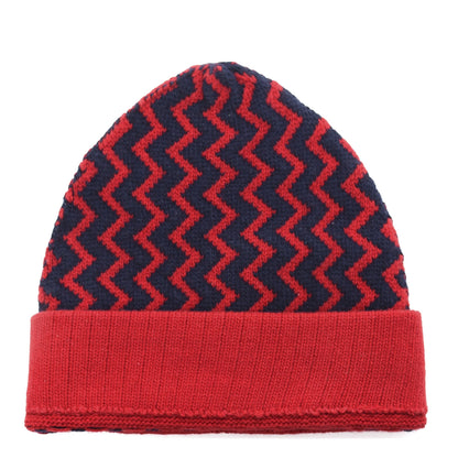 Gucci Wool Tricot Zaggede Beanie Hat M Red Blue 1 of 7