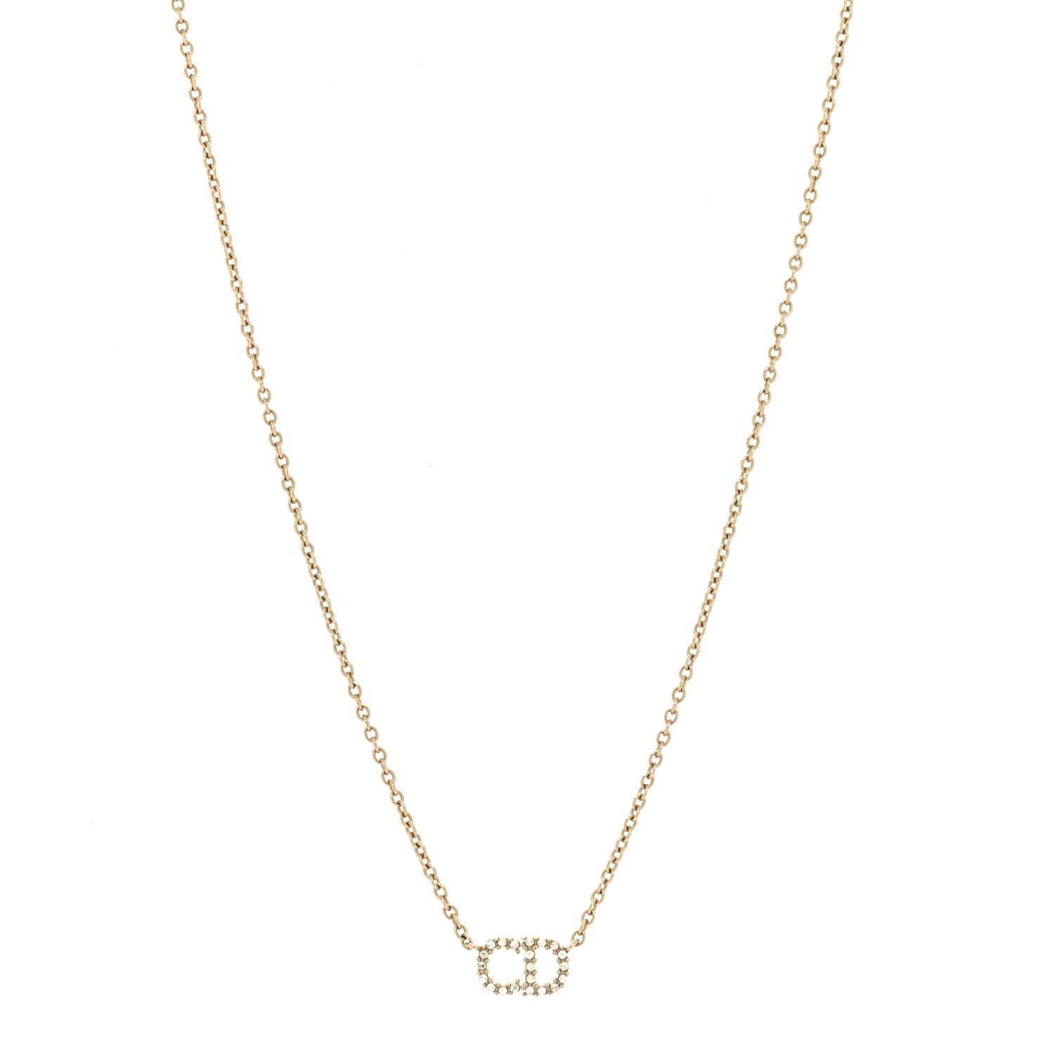 Christian Dior Metal Crystal Clair D Lune Necklace Gold 1 of 5