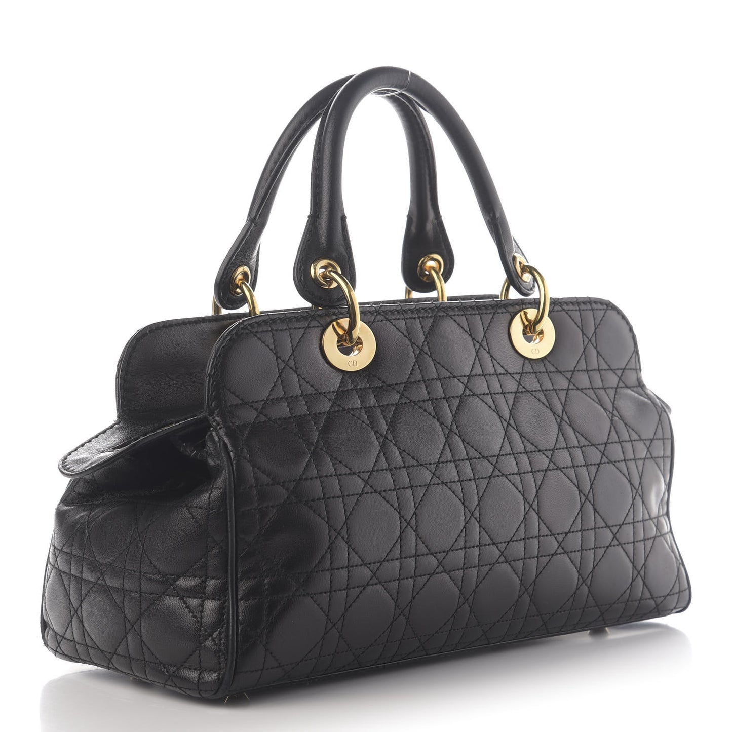 Lambskin Cannage Soft Lady Dior Satchel Black