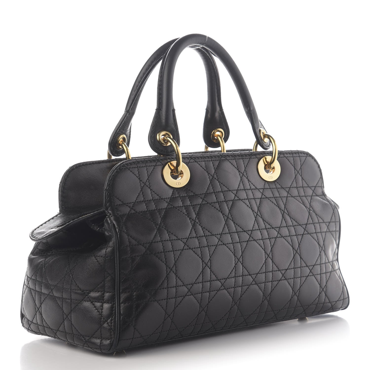 Christian Dior Lambskin Cannage Soft Lady Dior Satchel Black 3 of 12