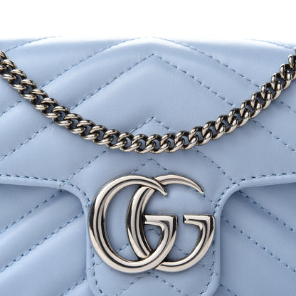 Gucci Calfskin Matelasse Super Mini GG Marmont Shoulder Bag Porcelain Light Blue 11 of 12