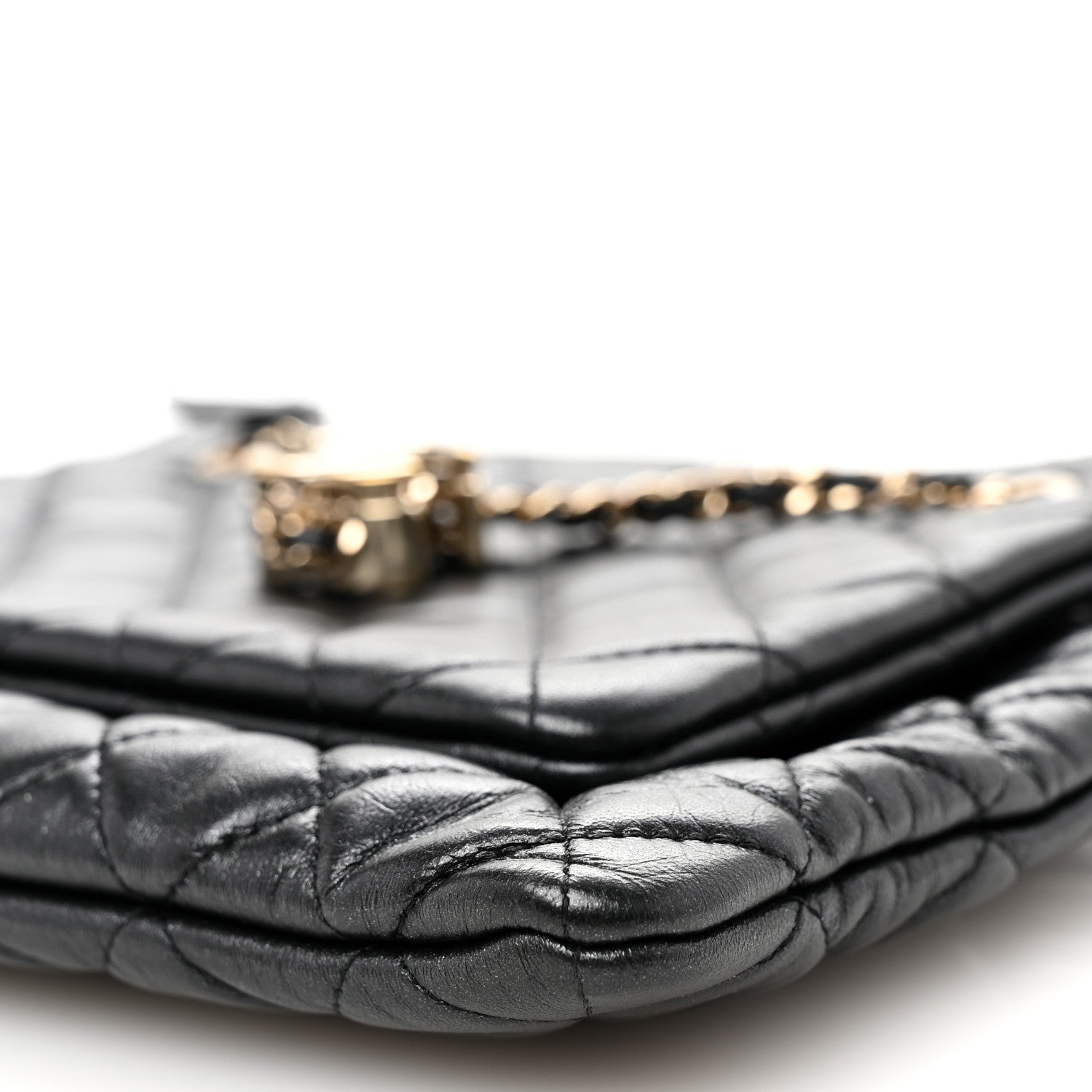 Chanel Shiny Lambskin Quilted Medium Double Case With Strap Black 10 of 10