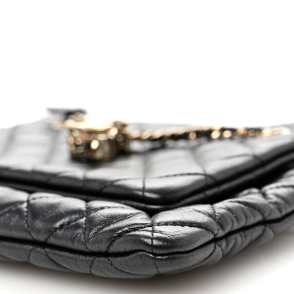 Chanel Shiny Lambskin Quilted Medium Double Case With Strap Black 10 of 10