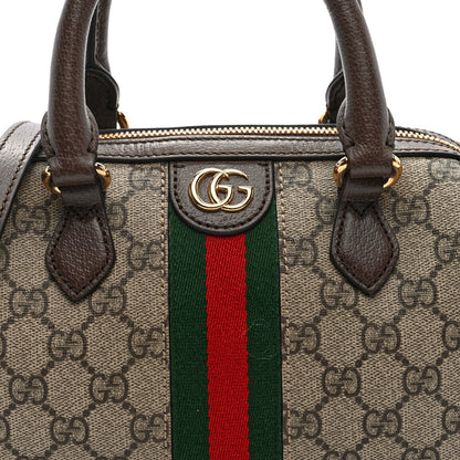 Gucci GG Supreme Monogram Textured Dollar Calfskin Web  Ophidia Top Handle Bag Beige Dark Brown 7 of 9