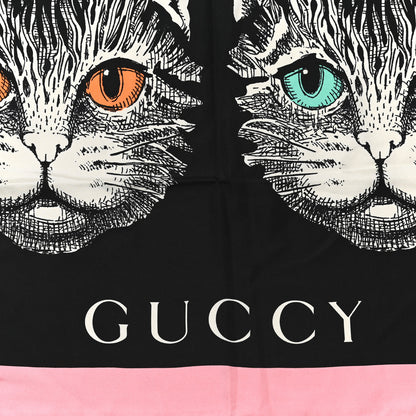 Gucci Silk Mystic Cat Square Scarf Black 2 of 5