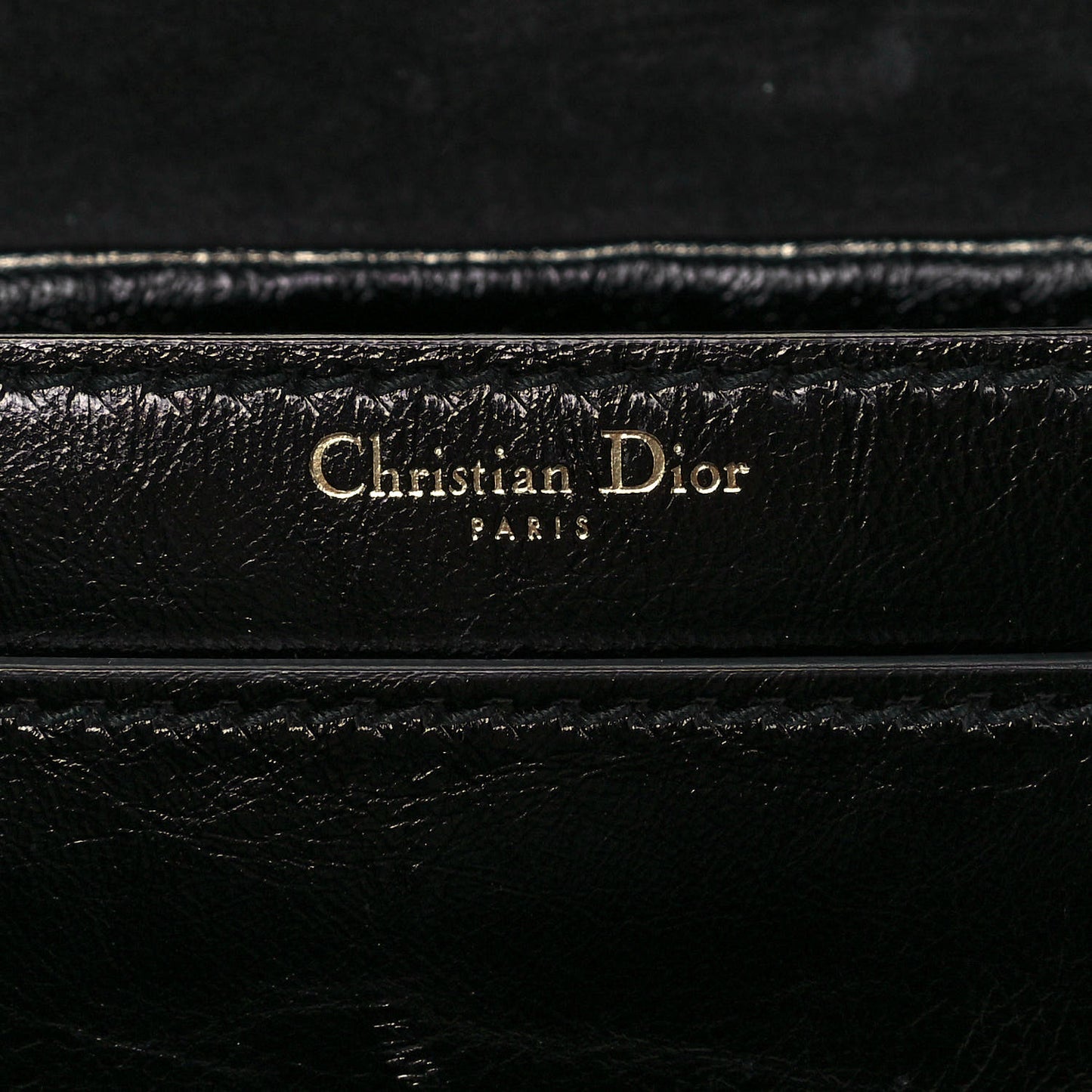 Crinkled Patent Lambskin Dio(r)evolution Top Handle Flap Bag Black