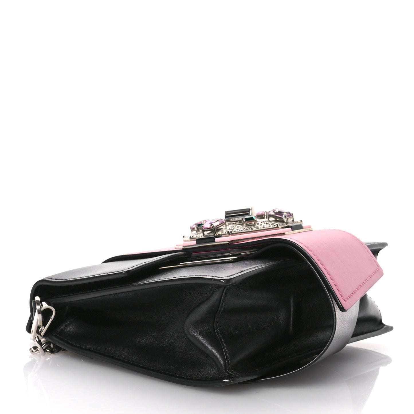 City Calf Crystal Embellished Ribbon Bag Black Begonia