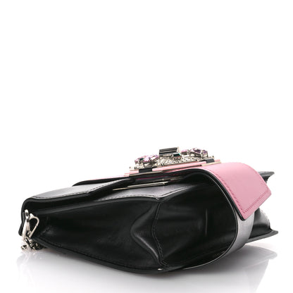 Prada City Calf Crystal Embellished Ribbon Bag Black Begonia 4 of 10