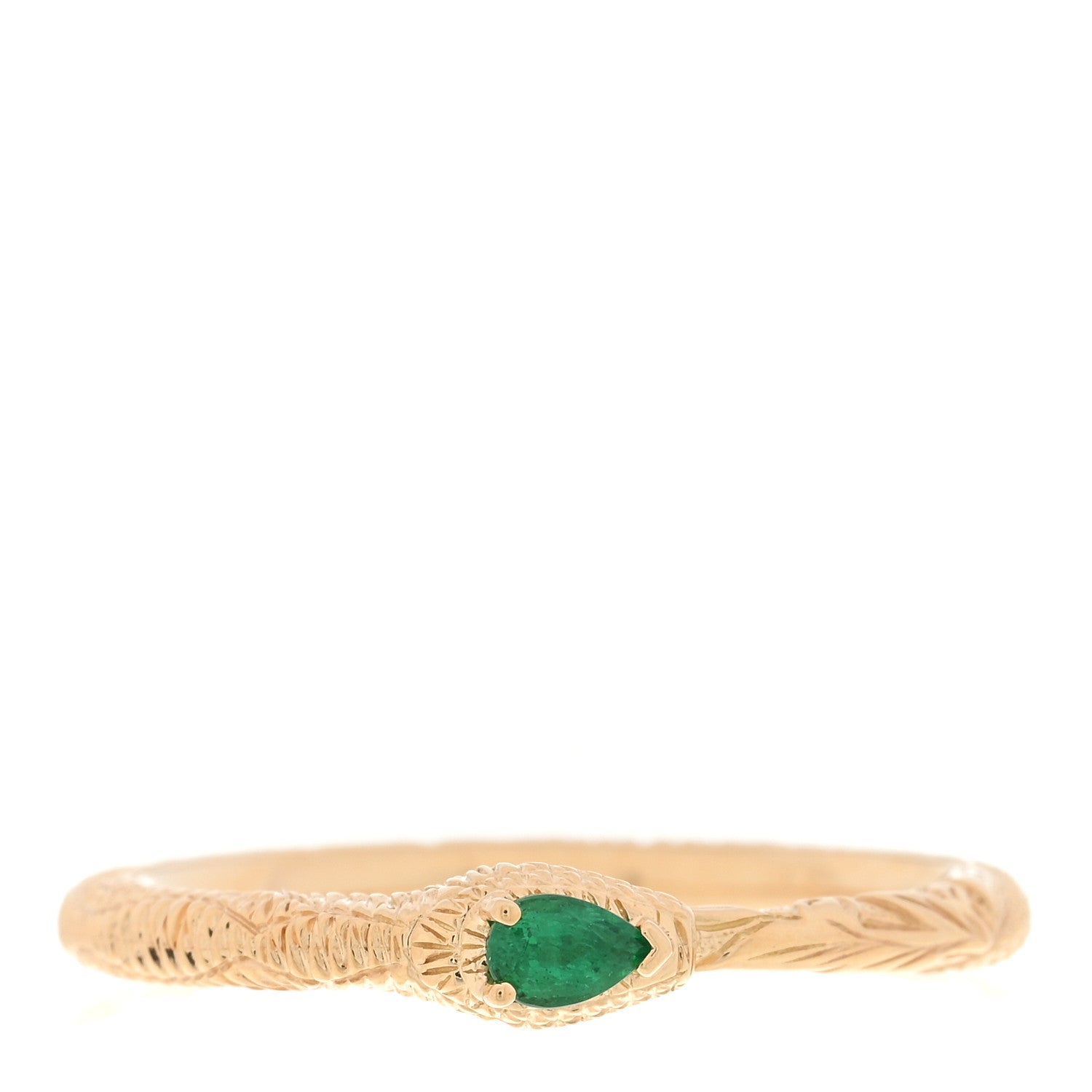 Gucci 18K Yellow Gold Emerald Ouroboros Snake Ring 53 6.5 1 of 4