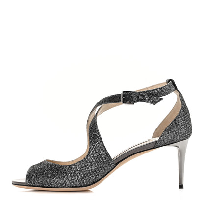 Jimmy Choo Dusty Glitter Emily 65 Sandals 38 Anthracite 1 of 8
