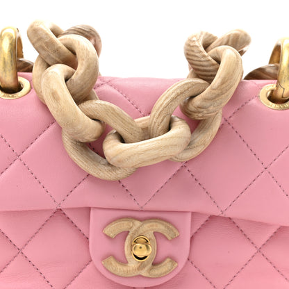 Chanel Lambskin Wenge Quilted Mini Fashion Wood Square Flap Pink 14 of 29