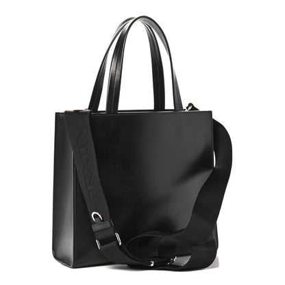 Prada Calfskin Triangle Tote Bag Black 3 of 15