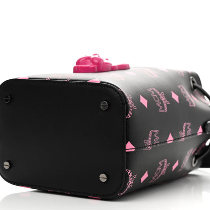 MCM Nappa Visetos Mini Pup Color Splash Drawstring Bag Black Pink 11 of 12