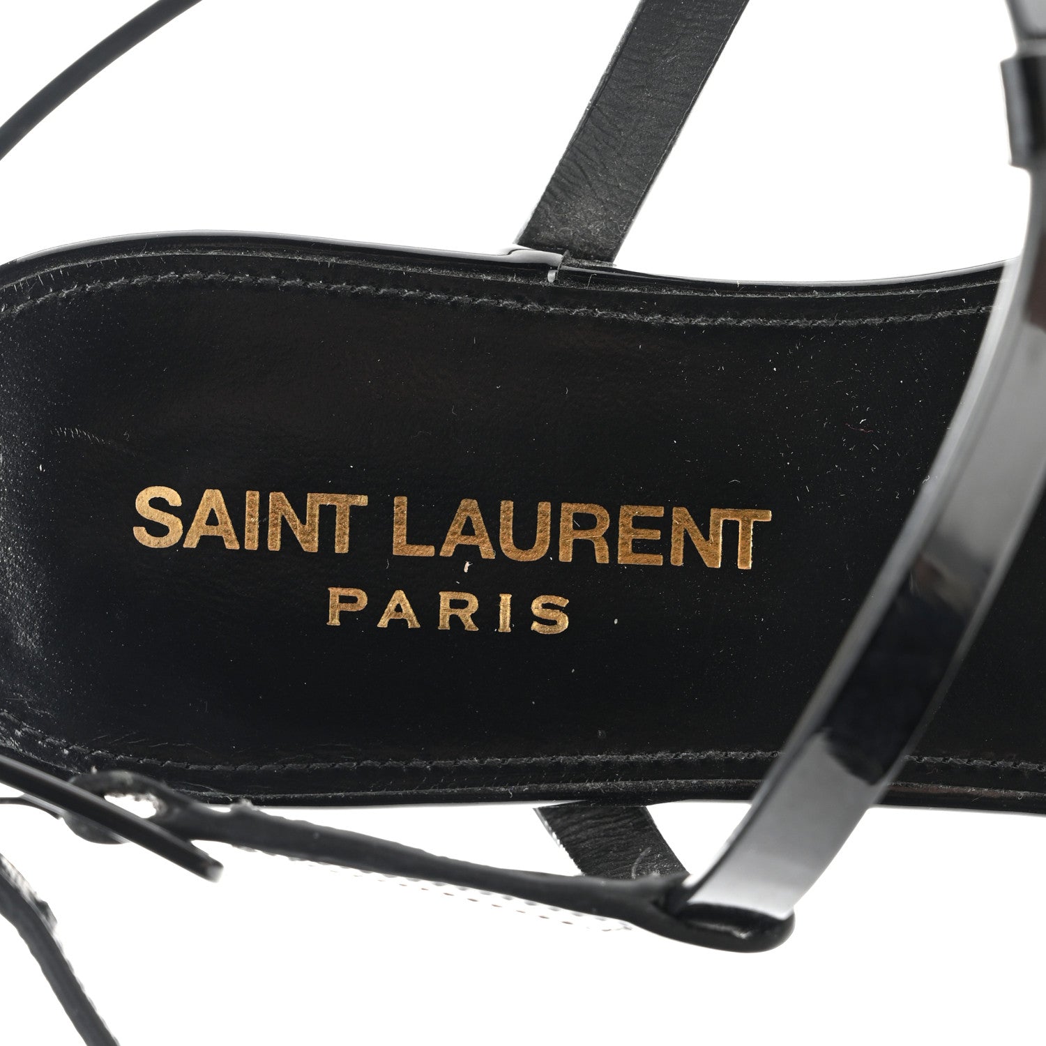 Saint Laurent Patent Calfskin Cassandra Crystal Monogram Sandals 36 Black 7 of 10