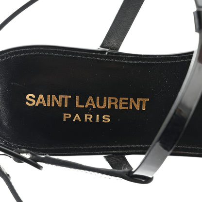 Saint Laurent Patent Calfskin Cassandra Crystal Monogram Sandals 36 Black 7 of 10