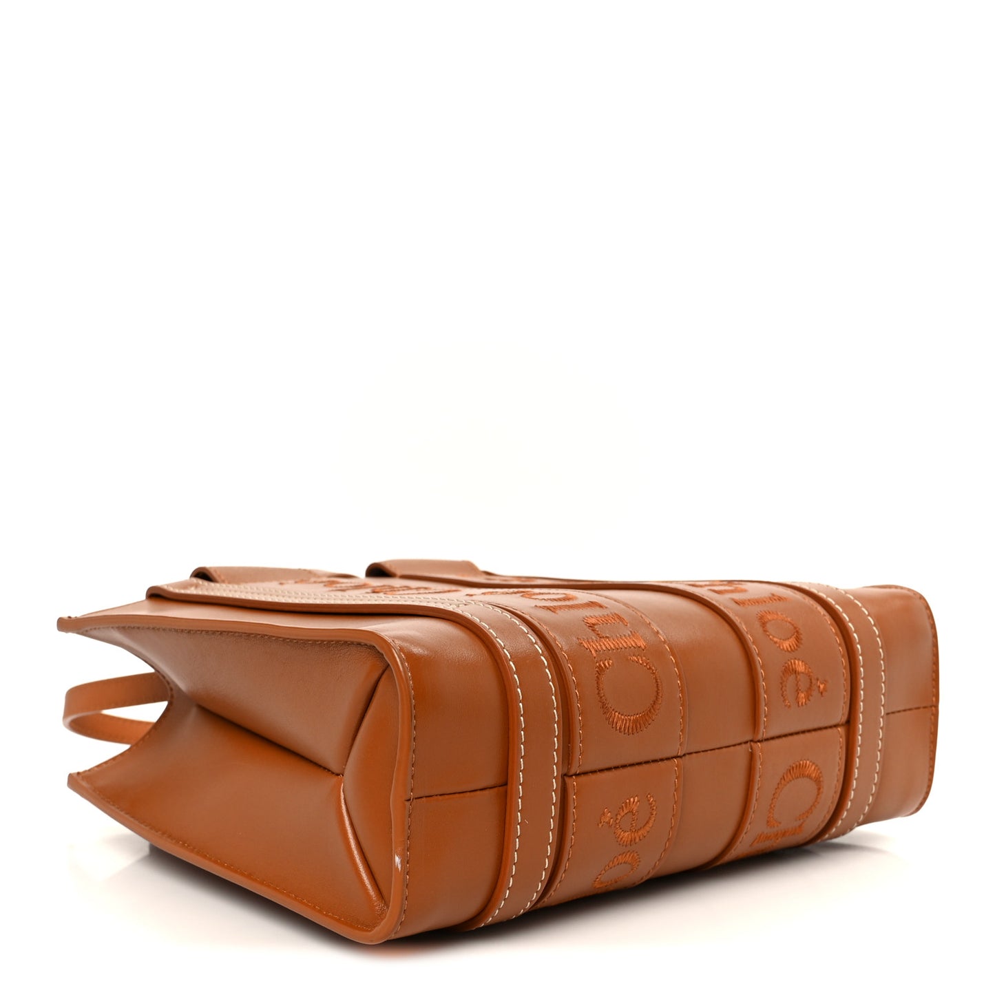 Calfskin Small Woody Ribbon Tote Caramel