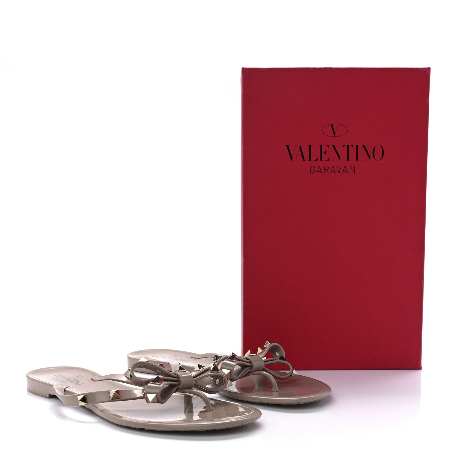 Valentino Garavani PVC Jelly Rockstud Bow Thong Sandals 40 Poudre 8 of 8