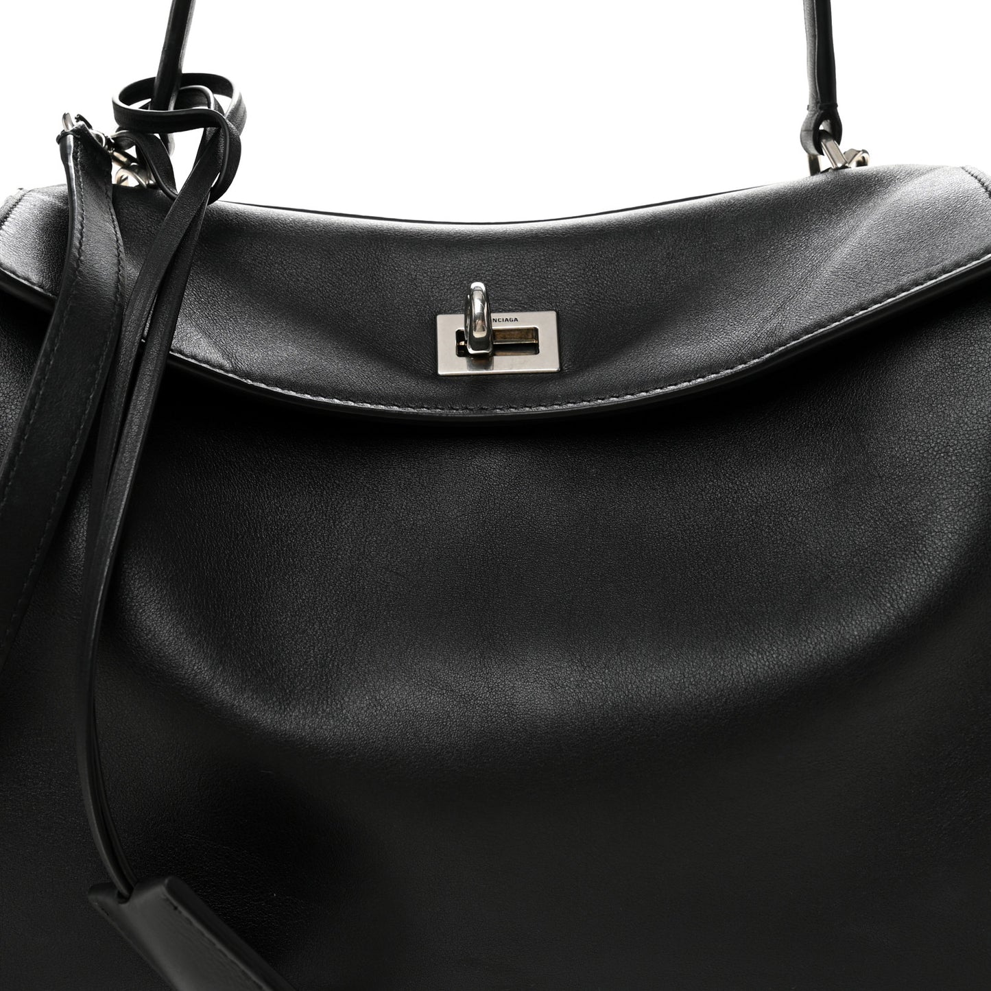 Natural Smooth Calfskin Small Rodeo Top Handle Handbag Black