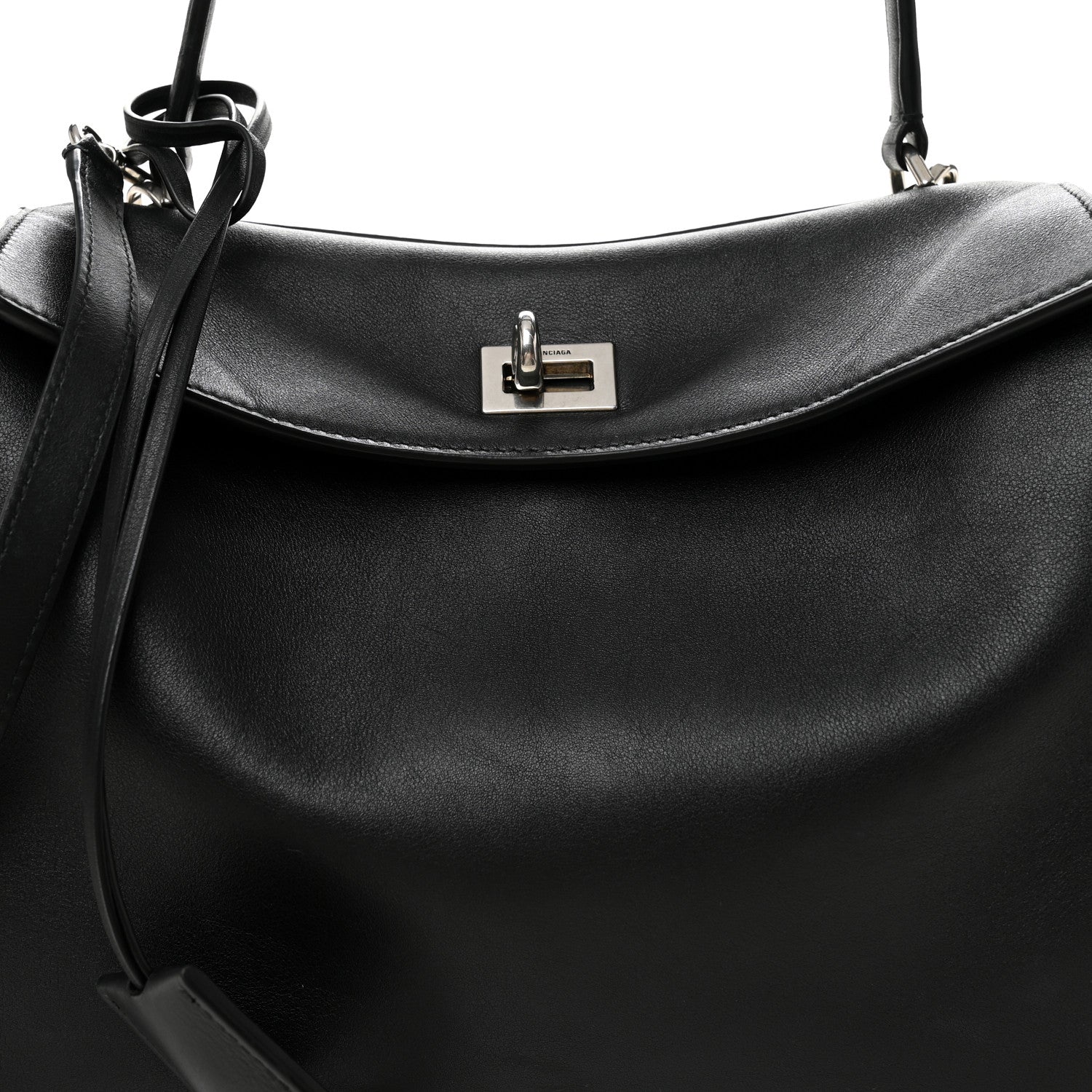 Balenciaga Natural Smooth Calfskin Small Rodeo Top Handle Handbag Black 7 of 9