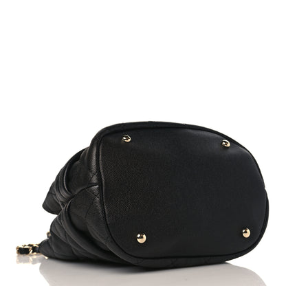 Chanel Caviar Quilted Rolled Up Bucket Drawstring Bag Black 4 of 9