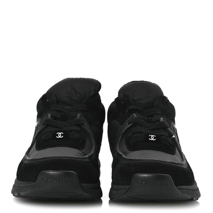 Chanel Fabric Calfskin Suede CC Sneakers 38.5 Black 3 of 12