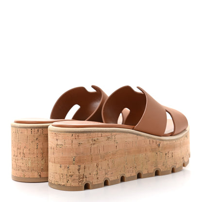 Hermes Calfskin Cork Eze 30 Sandals 35 Marron Glaise 4 of 9