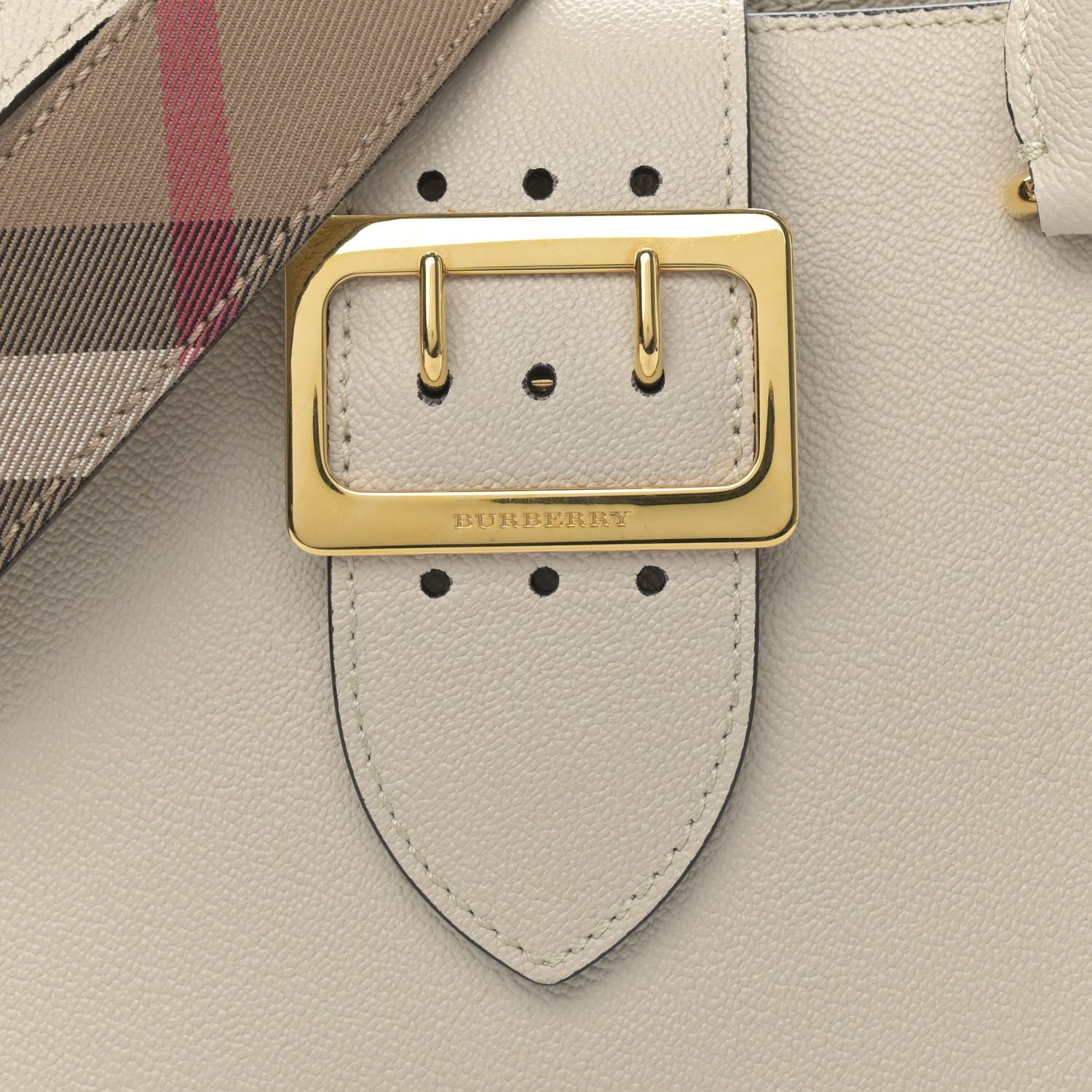 Burberry Soft Grain Calfskin Small Buckle Tote Limestone 9 of 12