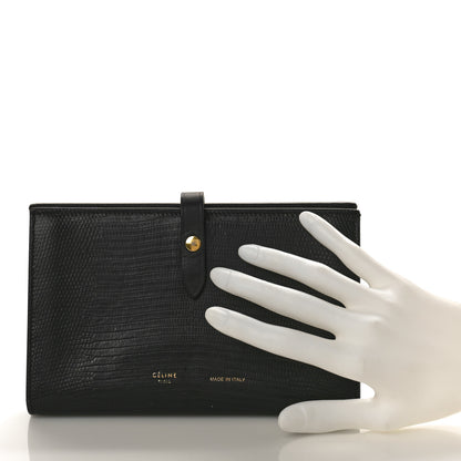 Celine Lizard Calfskin Large Multifunction Strap Wallet Black 2 of 8