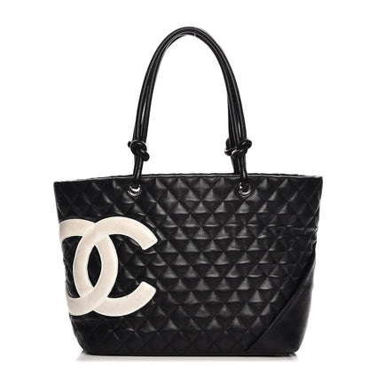 Chanel Calfskin Quilted Large Cambon Tote Black White 1 of 20