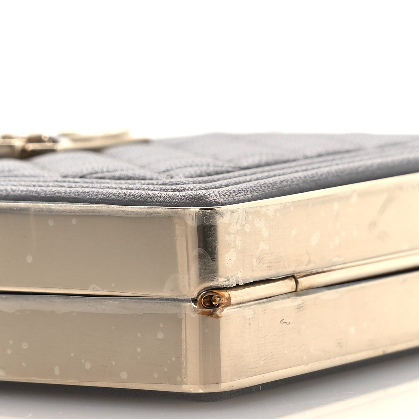 Lambskin Quilted Boy Minaudiere Dark Grey