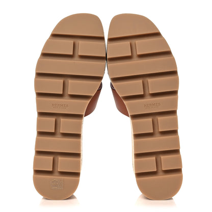 Hermes Calfskin Cork Eze 30 Sandals 39 Marron Glaise 5 of 9