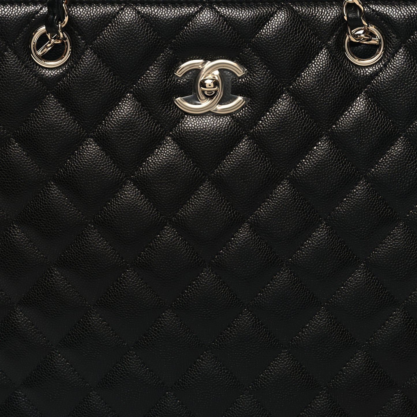 Caviar Quilted Large Shopping Tote Black