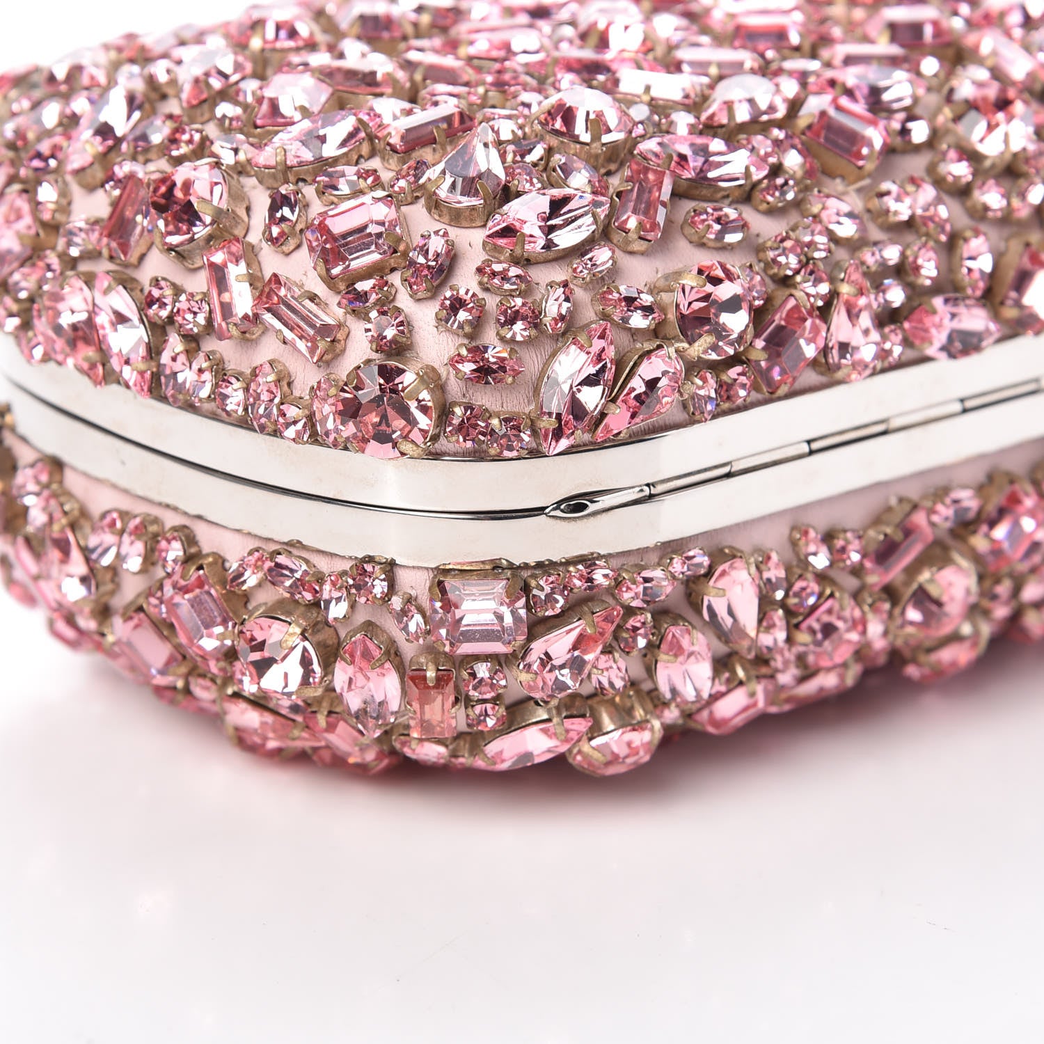 Alexander McQueen Crystal Nappa Queen and King Skull Box Chain Clutch Pink 5 of 9