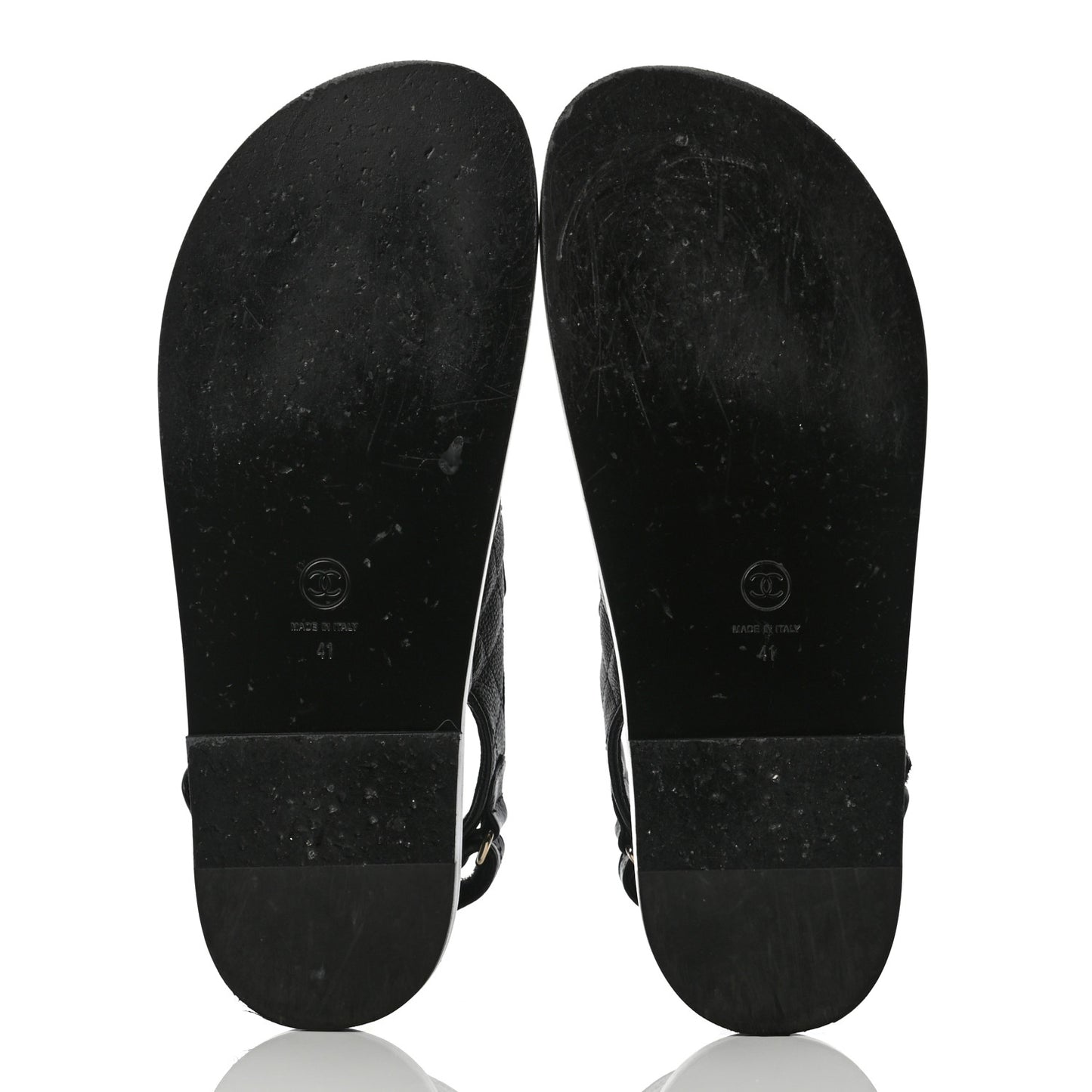 Grained Calfskin Velcro Dad Sandals 41 Black