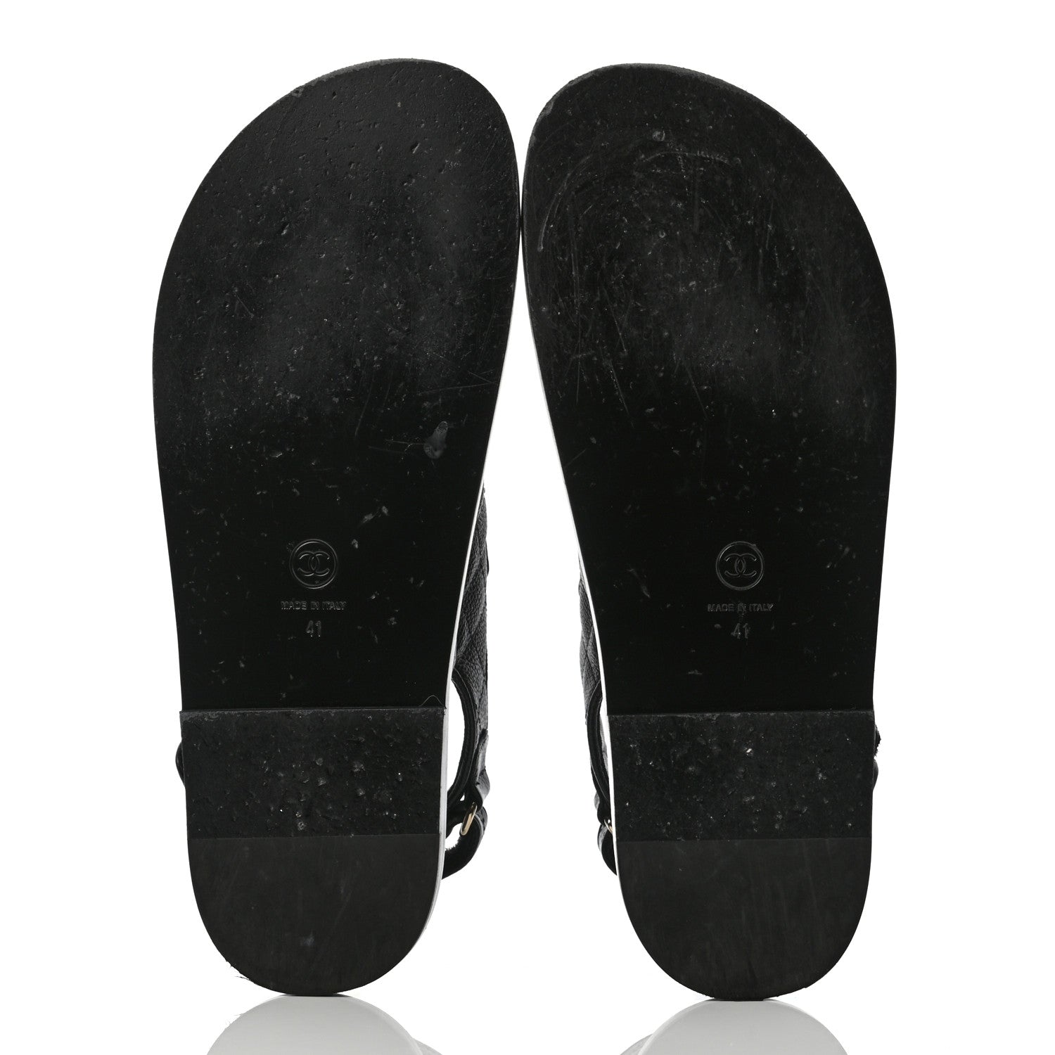 Chanel Grained Calfskin Velcro Dad Sandals 41 Black 5 of 8