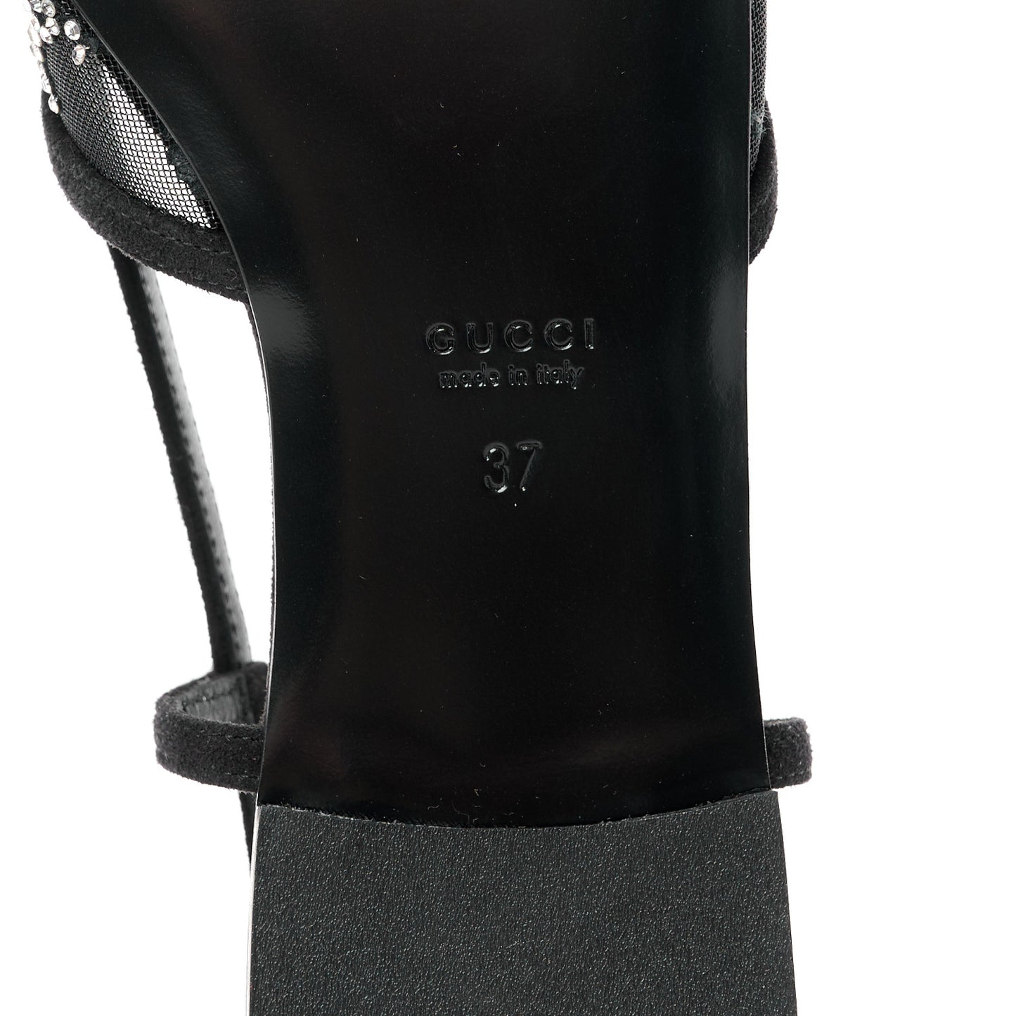 Tela Retino Kid Scamosciato Crystal GG Monogram Square Demi Ballet Flats 37 Black