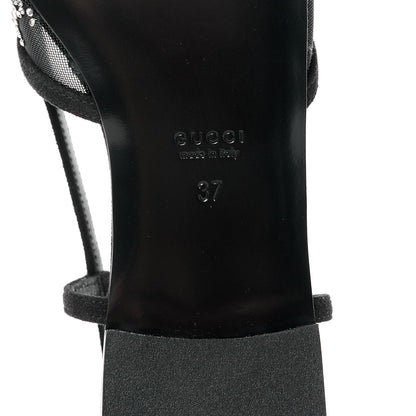 Gucci Tela Retino Kid Scamosciato Crystal GG Monogram Square Demi Ballet Flats 37 Black 6 of 8