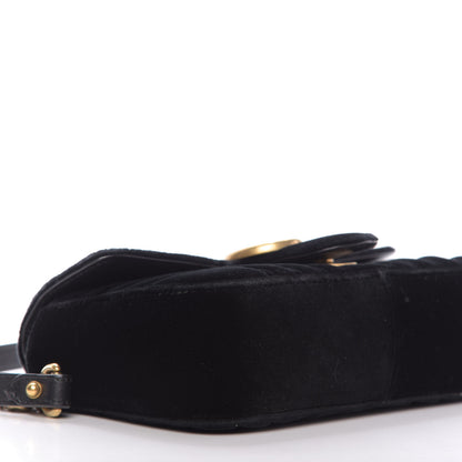 Gucci Velvet Matelasse Mini GG Marmont Shoulder Bag Black 7 of 11