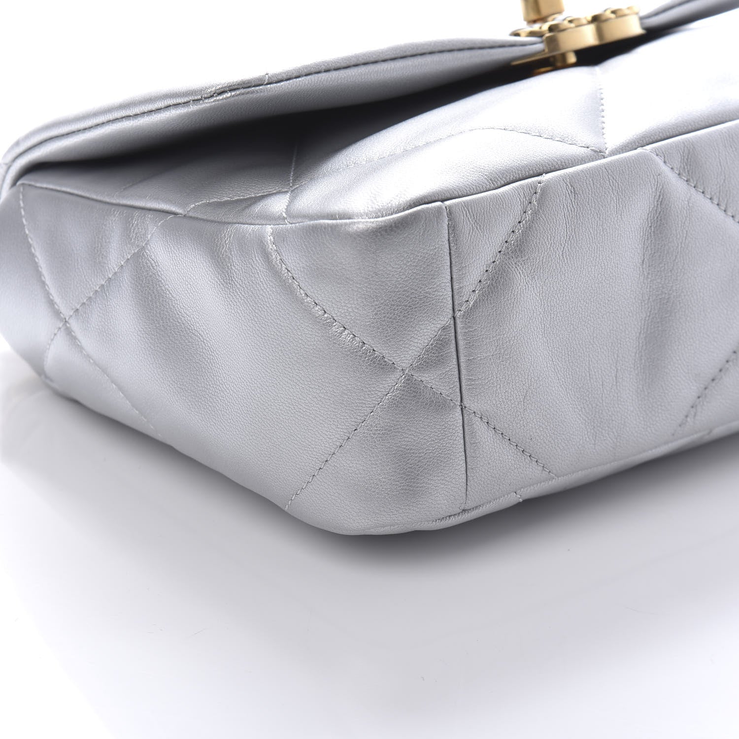 Chanel Metallic Goatskin Quilted Medium 19 Flap Silver 6 of 11