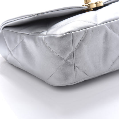 Chanel Metallic Goatskin Quilted Medium 19 Flap Silver 6 of 11