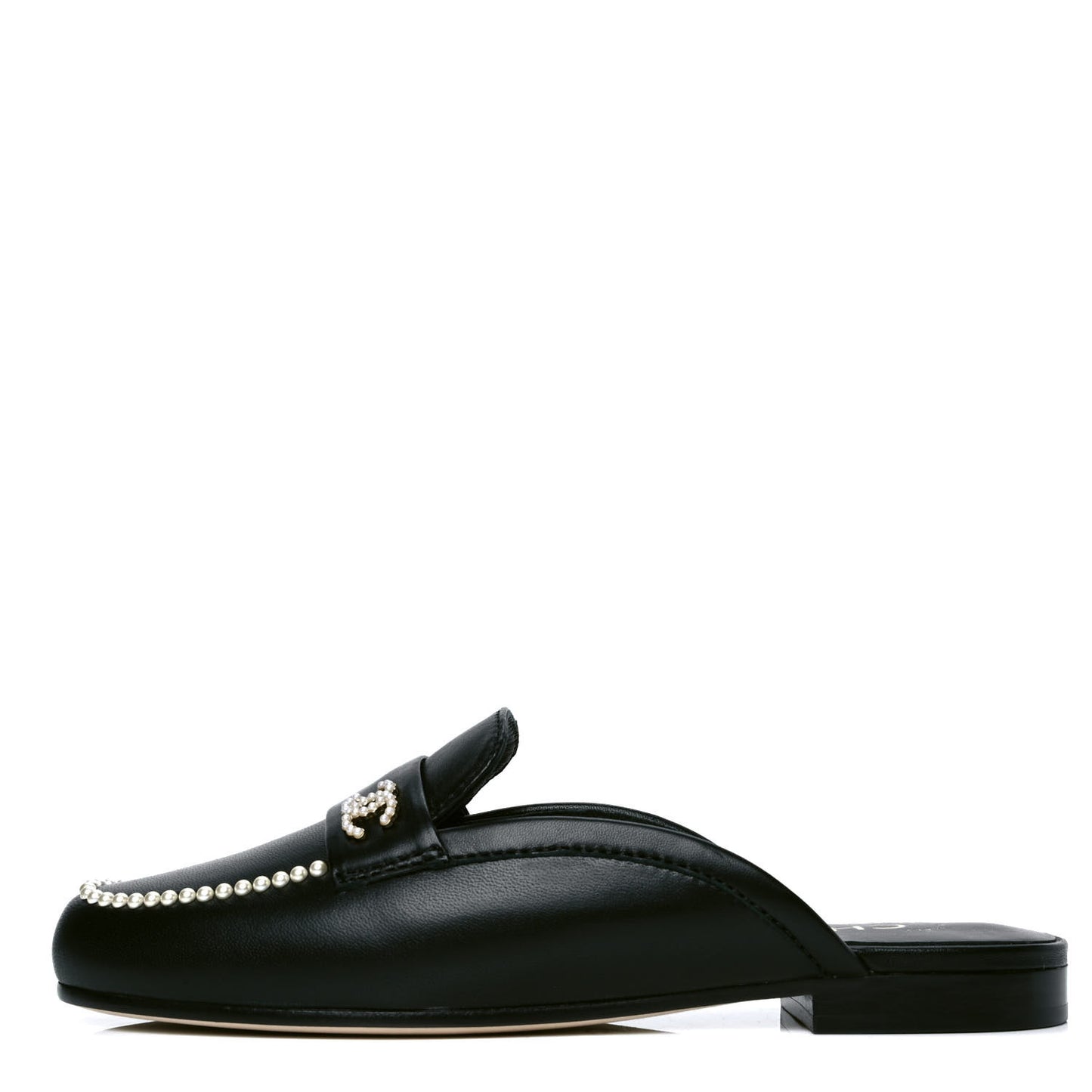 Lambskin Pearl CC Mules 36 Black