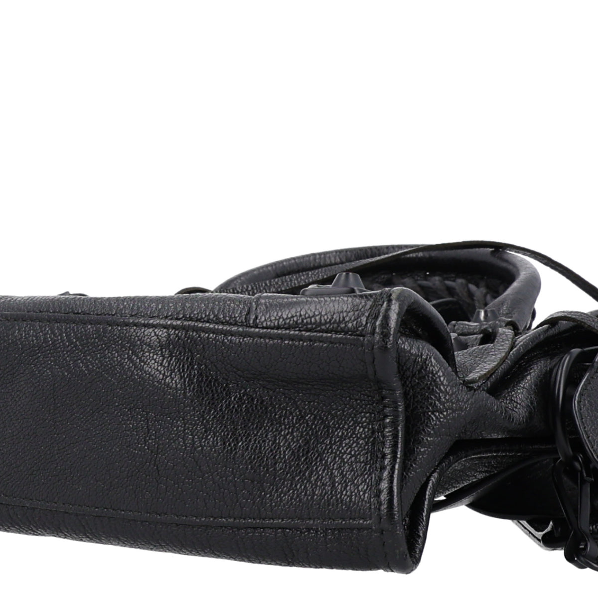 Shiny Goatskin Matte Black Metallic Edge Hardware Mini City Black