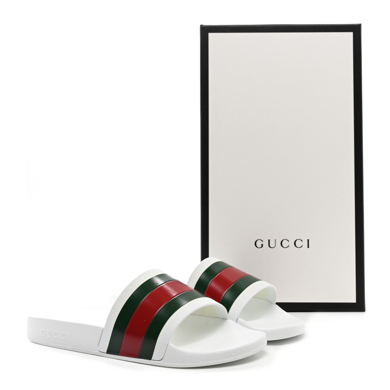 Gucci Rubber Web Mens Pool Slide Sandals 8 Great White 9 of 9