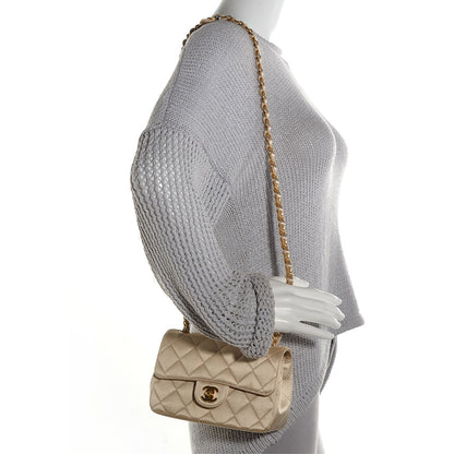 Chanel Satin Quilted Mini Rectangular Flap Gold 2 of 7