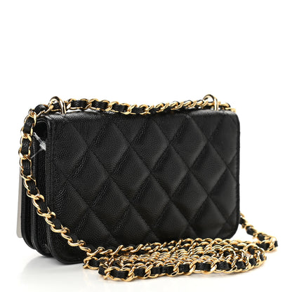 Chanel Caviar Quilted Pocket Twins Clutch With Chain Black 3 of 12