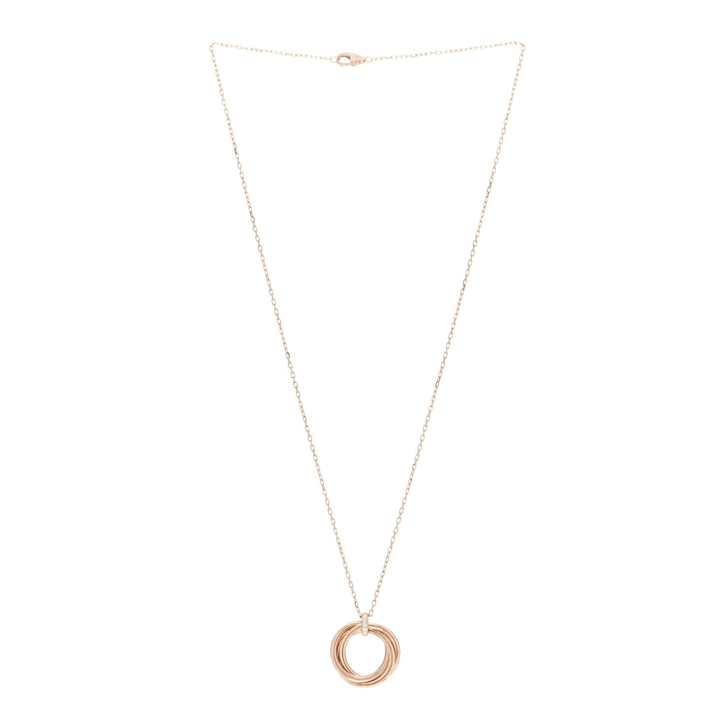 18K Pink Gold Diamond Trinity Pendant Necklace