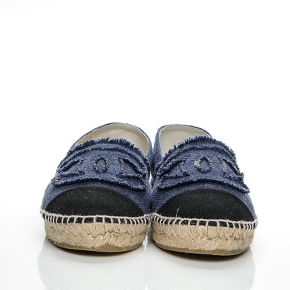 Balenciaga CHANEL Linen CC Espadrilles 38 Navy Black 2 of 7