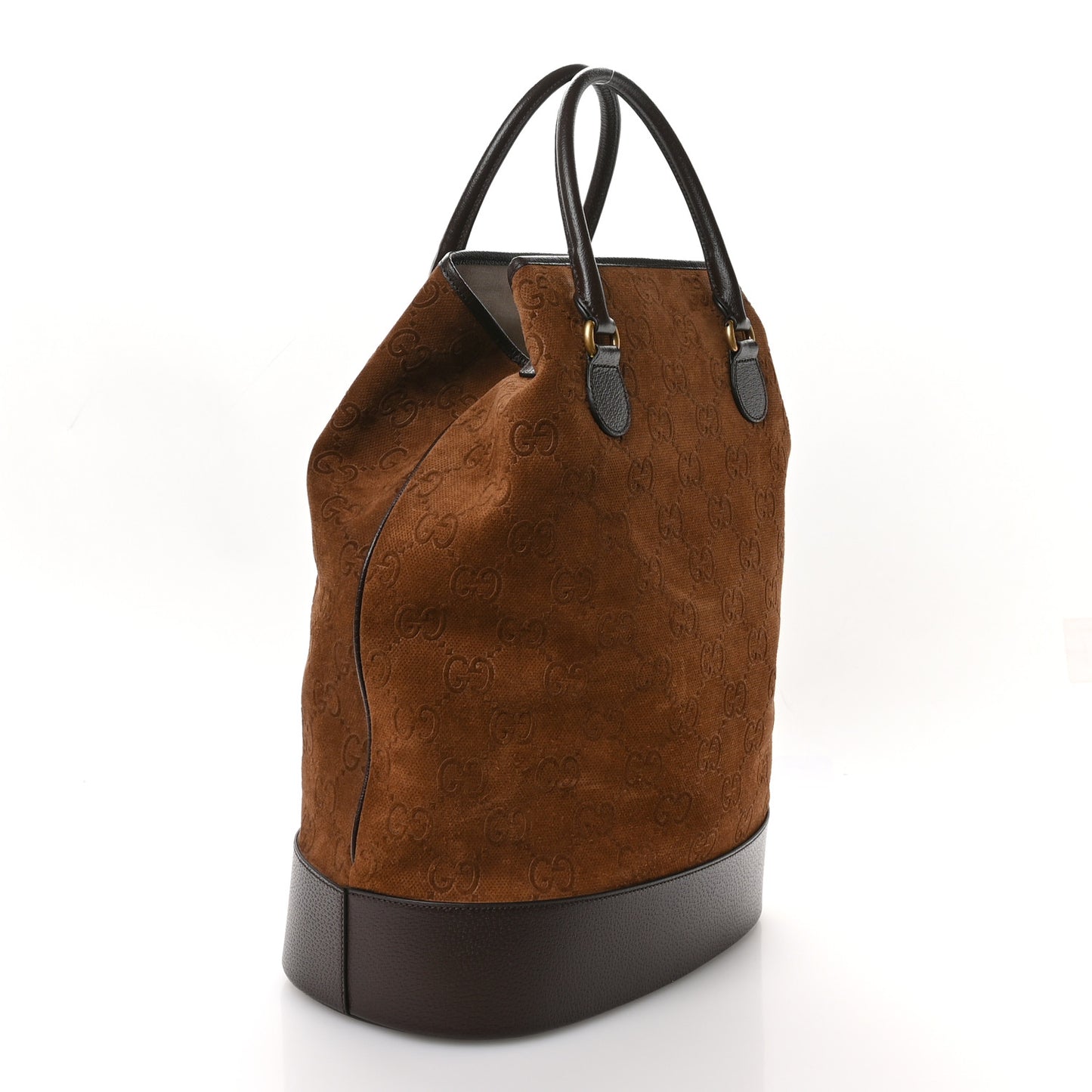 Suede Jumbo GG Debossed Textured Dollar Calfskin  Savoy Duffle Bag Wood Brown Chocolate
